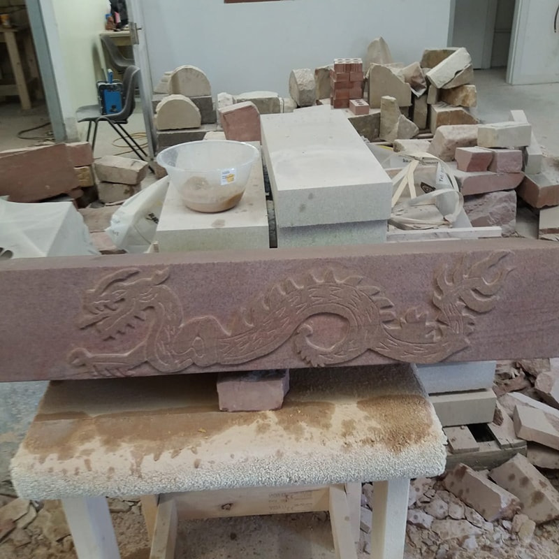 Stone Carved Dragon Planter