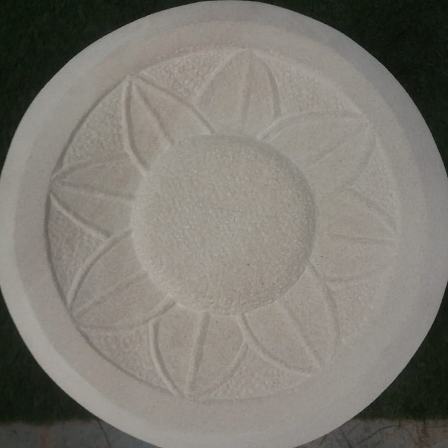 Stone Carved Sunflower Birdbath